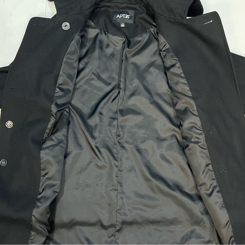 Apt 9 Recycled Wool Blend Black Pea Coat Button Snap Closure Women Size Medium - Picture 8 of 16